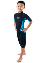 Load image into Gallery viewer, Boys Turquoise One Piece Thermal Wetsuit with back zipper