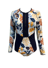 Load image into Gallery viewer, Adult UV50+ Abstract Leaves Long Sleeve One Piece Swimsuit
