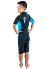 Load image into Gallery viewer, Boys Turquoise One Piece Thermal Wetsuit with back zipper
