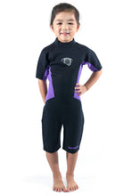 Load image into Gallery viewer, Thermal Wetsuit Girls Purple One Piece with back zipper
