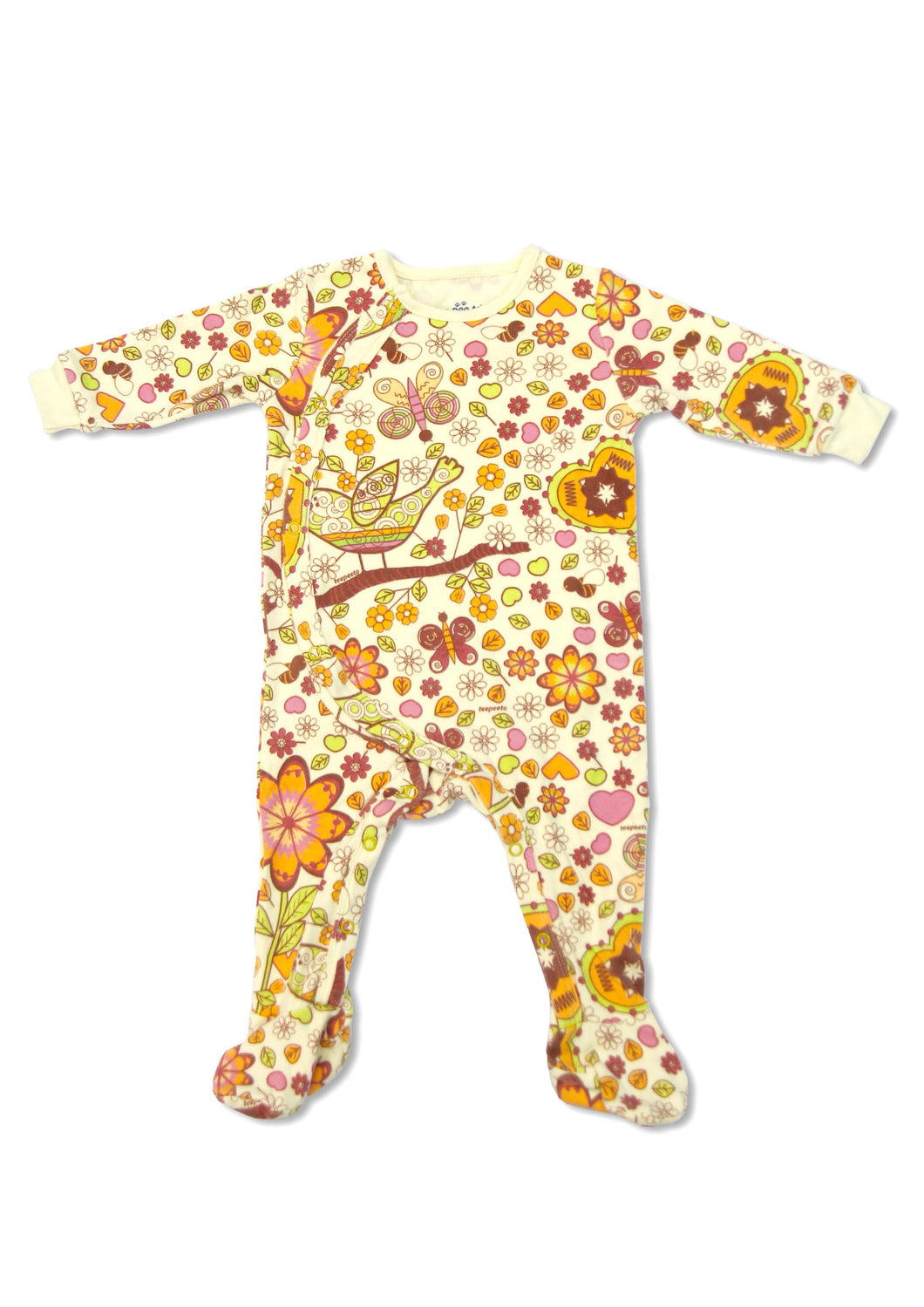 Birds And Bees Girl Romper With Footie Sleepwear