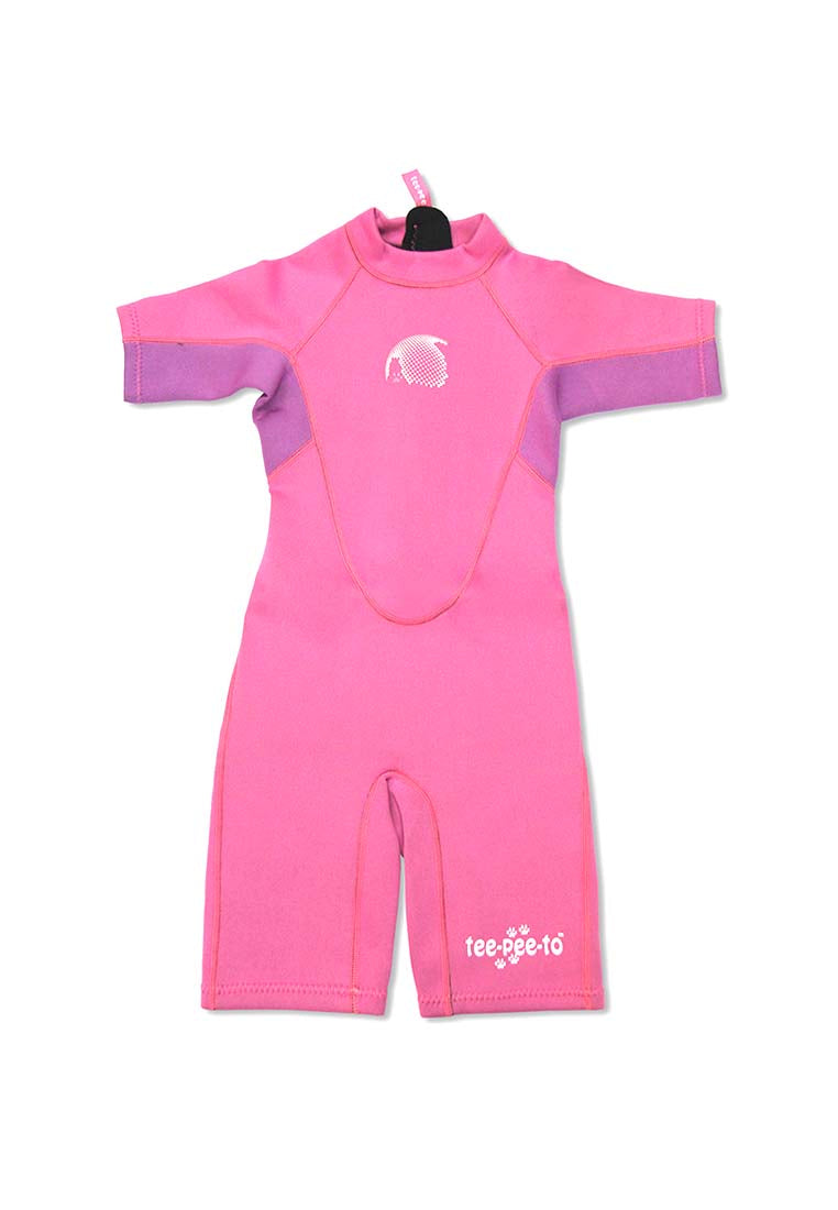 Girls Pink One Piece Thermal Wetsuit with back zipper